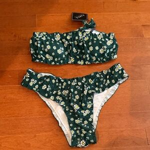 Zaful Green Floral Bikini Set
